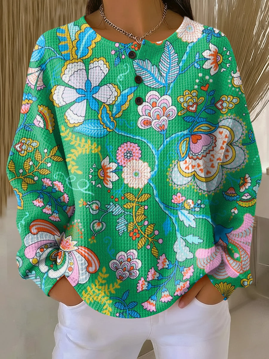 Elina | Women's Jumper with Colourful Ethnic Floral Print