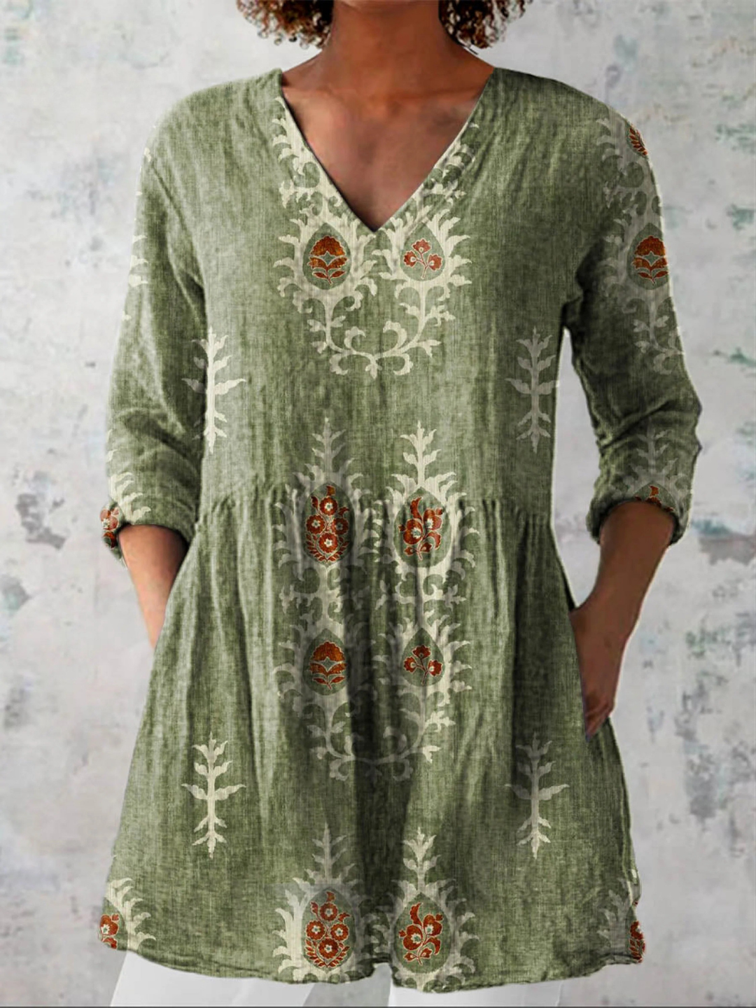 Elise | Women's Longline Relaxed Long Blouse with V-Neck