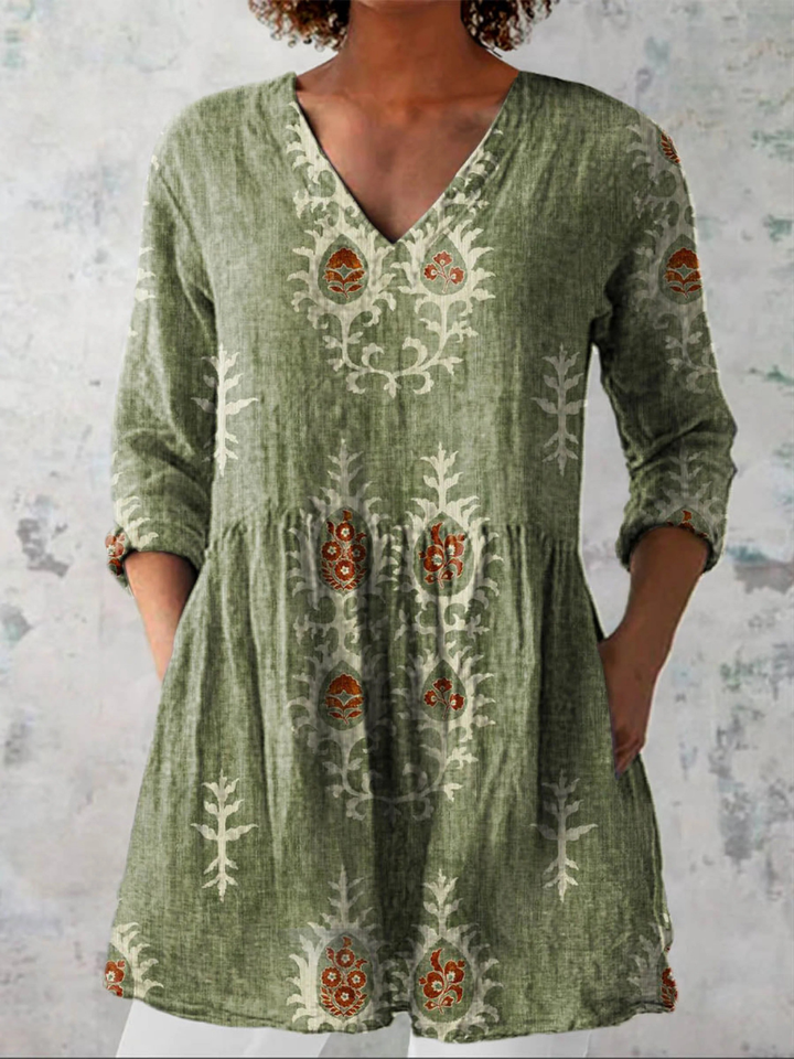 Elise | Women's Longline Relaxed Long Blouse with V-Neck