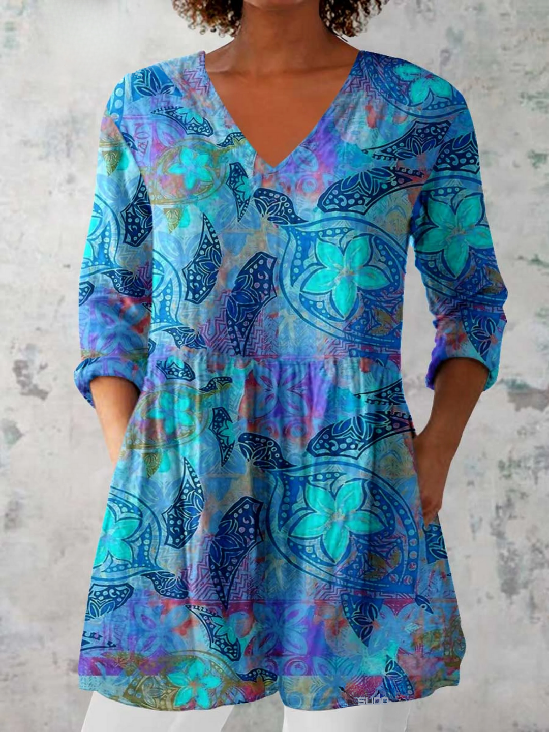 Juliette | Women's Longline Long Blouse with V-Neck