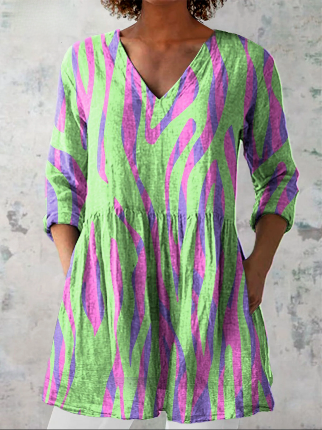 Oceane | Women's Longline Long Blouse with V-Neck