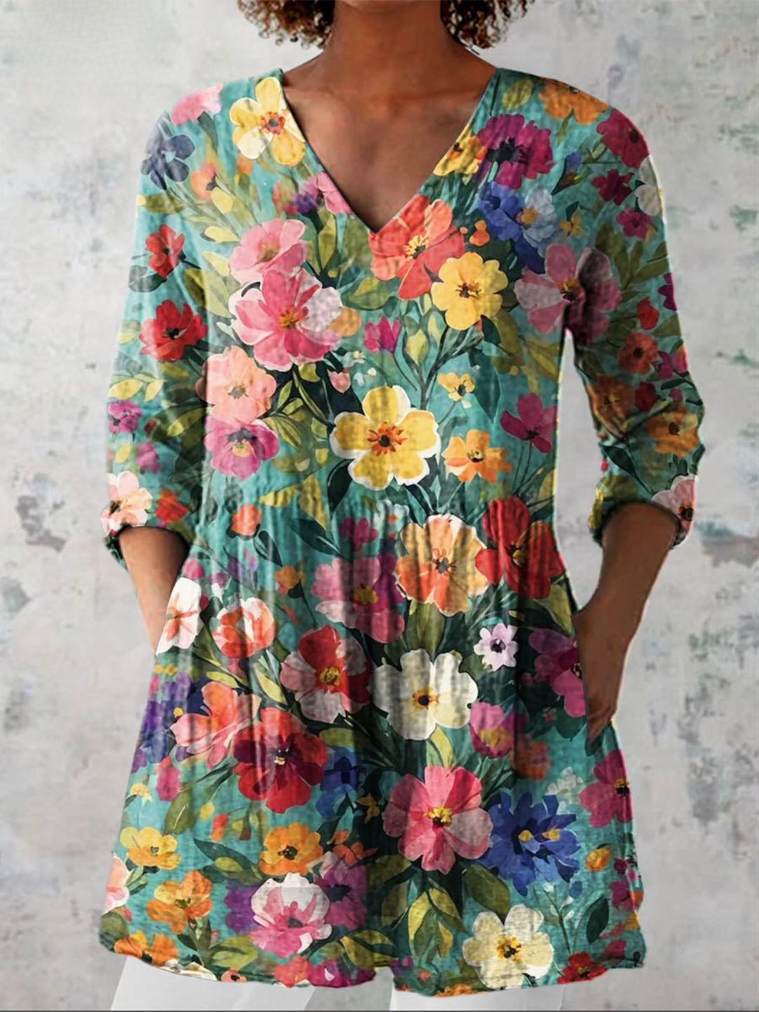 Nora | Women's Longline Relaxed Long Blouse with V-Neck