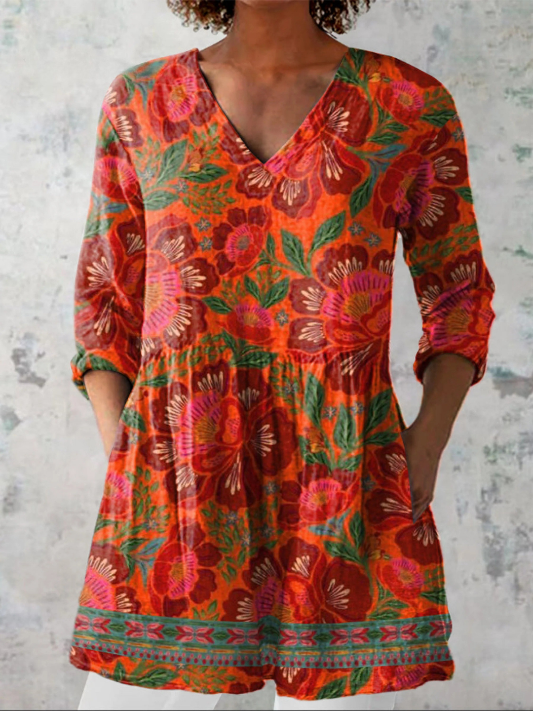 Marion | Women's Longline Relaxed Long Blouse with V-Neck