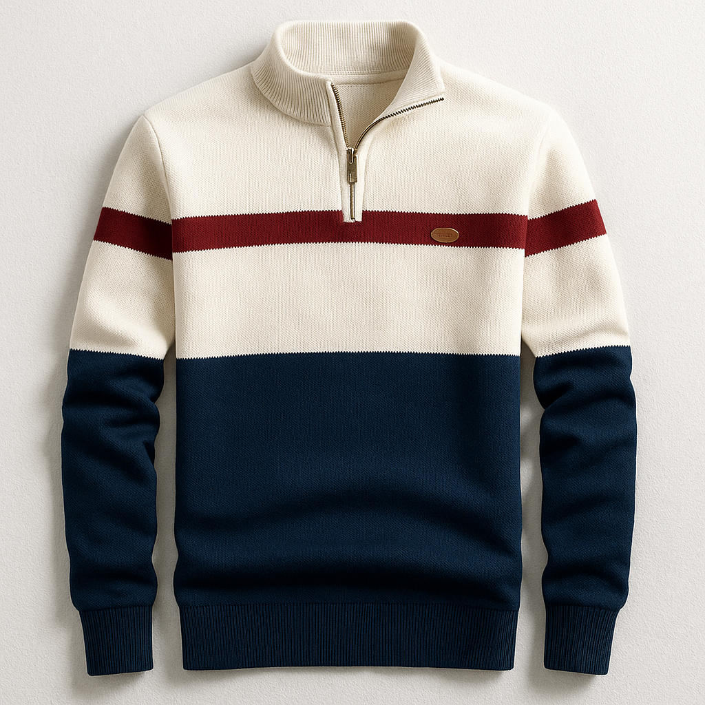 Men's Elston Heritage Pullover Jumper With Quarter Zip