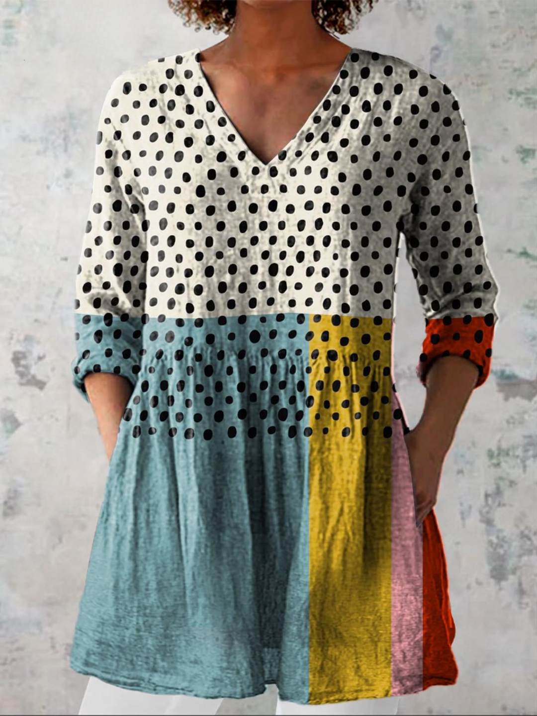 Valerie | Women's Longline Long Blouse with V-Neck