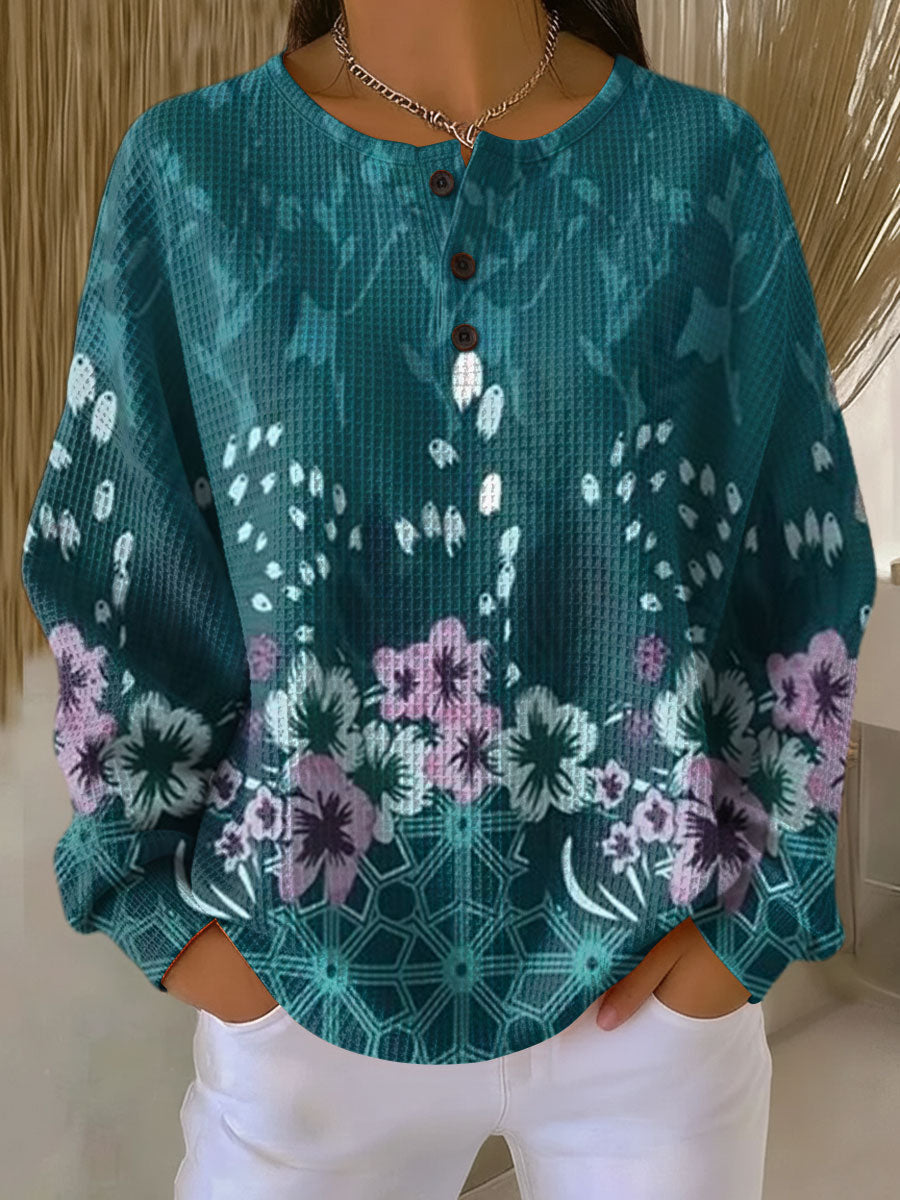 Nora | Women's Longline Jumper with Floral Colour Pattern