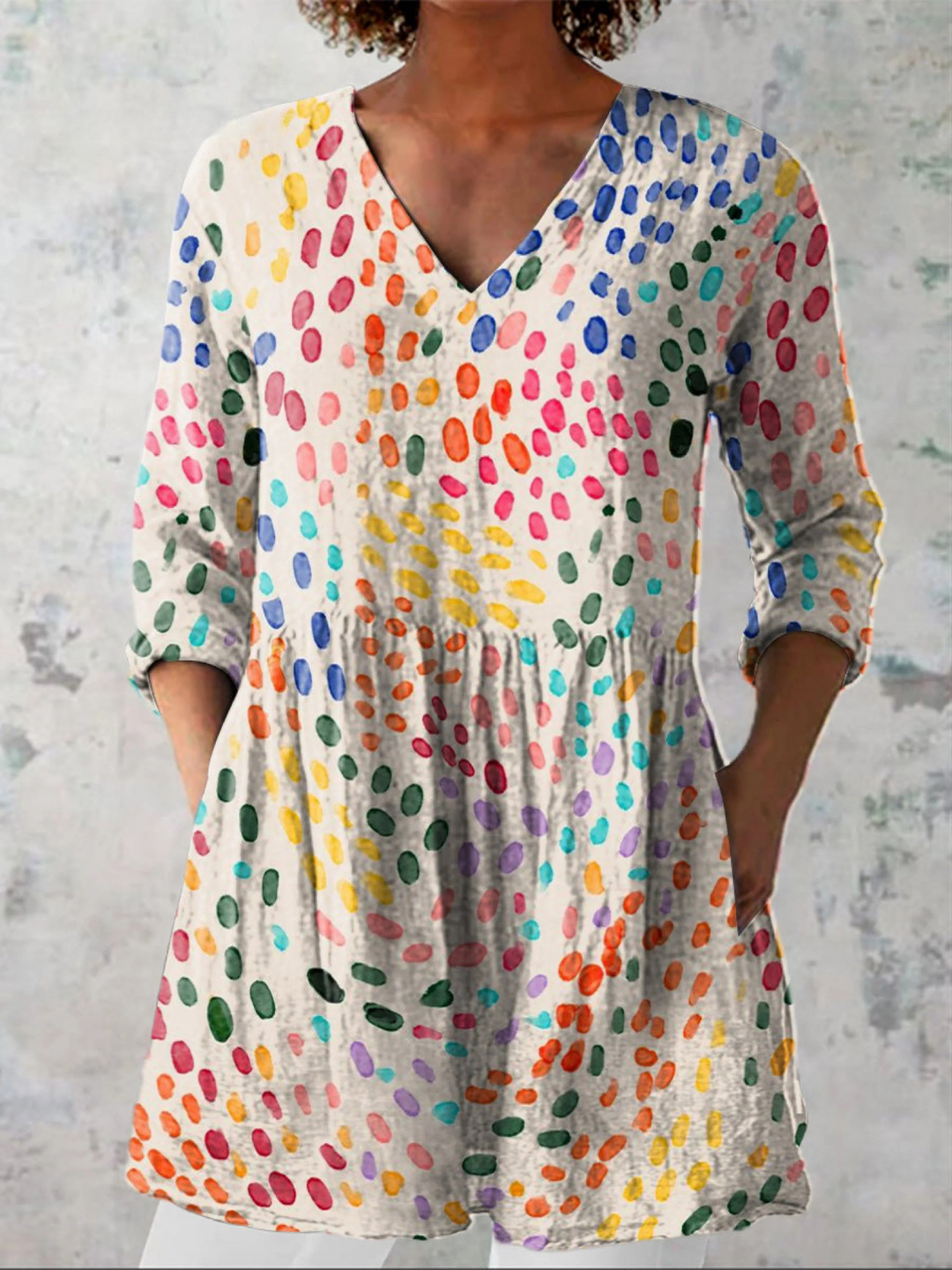 Pauline | Women's Longline Relaxed Long Blouse with V-Neck