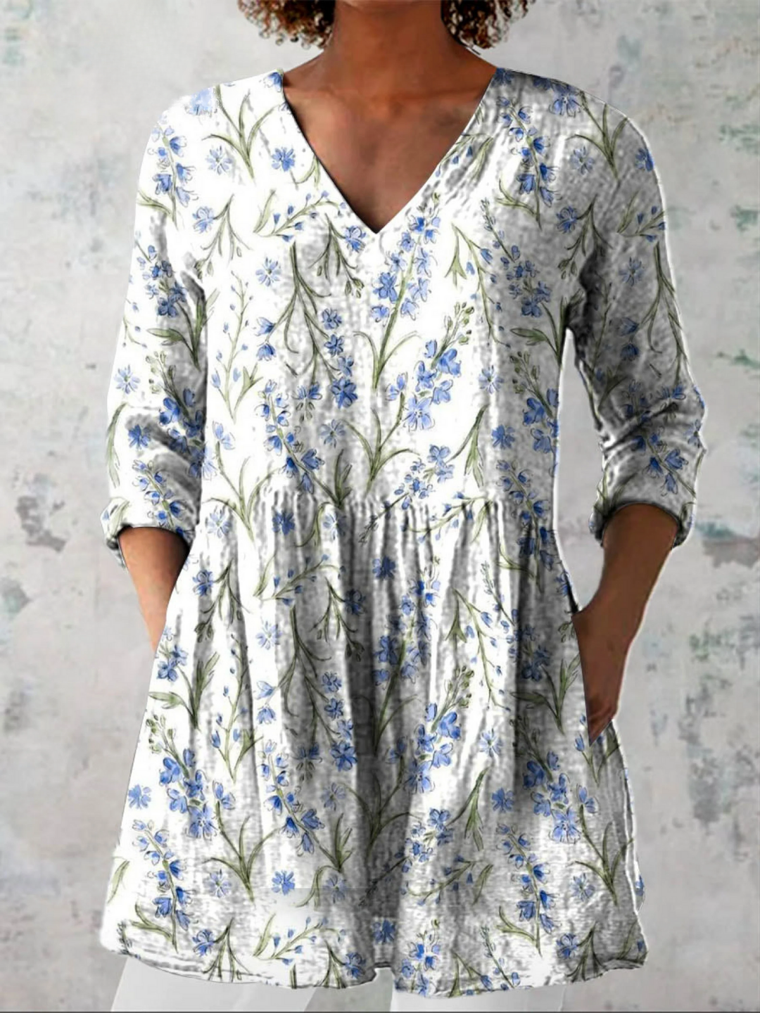 Jeanne | Women's Longline Relaxed Long Blouse with V-Neck