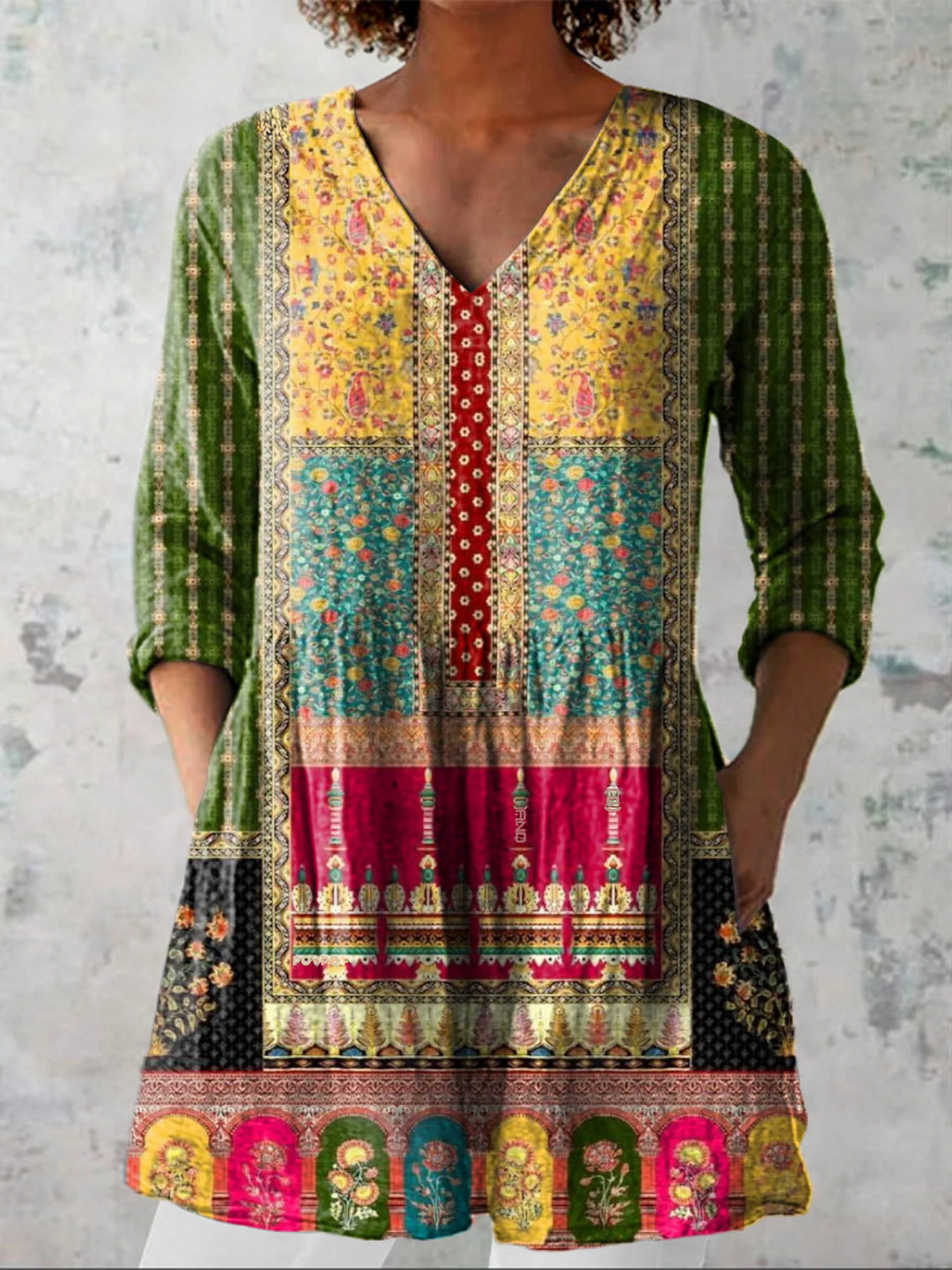 Emilie | Women's Longline Long Blouse with V-Neck