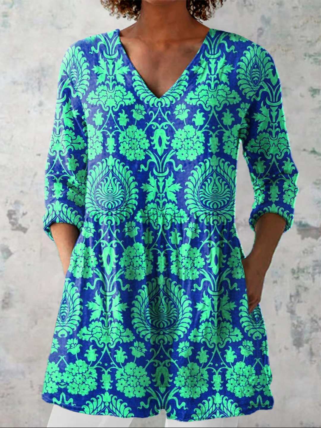 Ines | Women's Longline Long Blouse with V-Neck