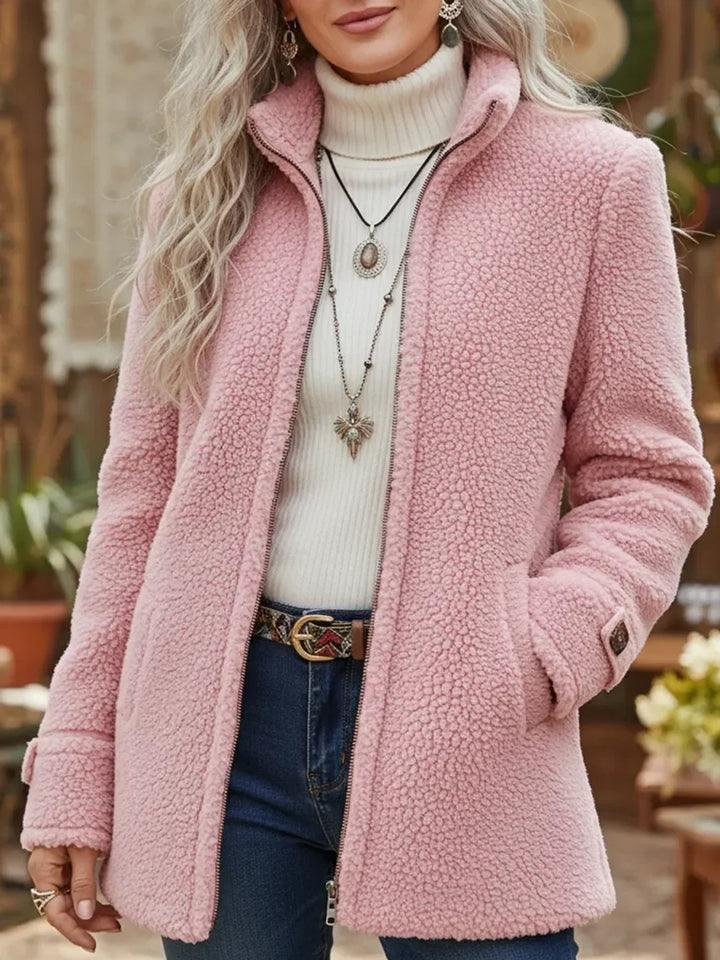 Chanelle | Women's Relaxed Stand Collar Jacket with Full-Zip in Luxurious Lambswool Feel