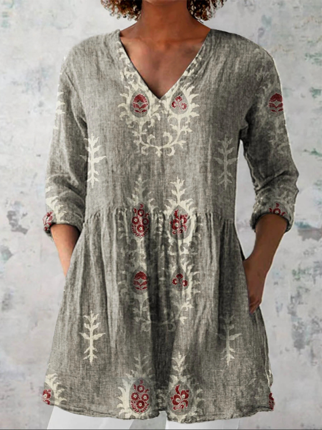 Elise | Women's Longline Relaxed Long Blouse with V-Neck