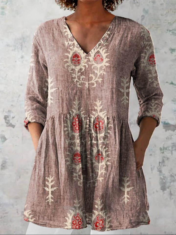 Elise | Women's Longline Relaxed Long Blouse with V-Neck
