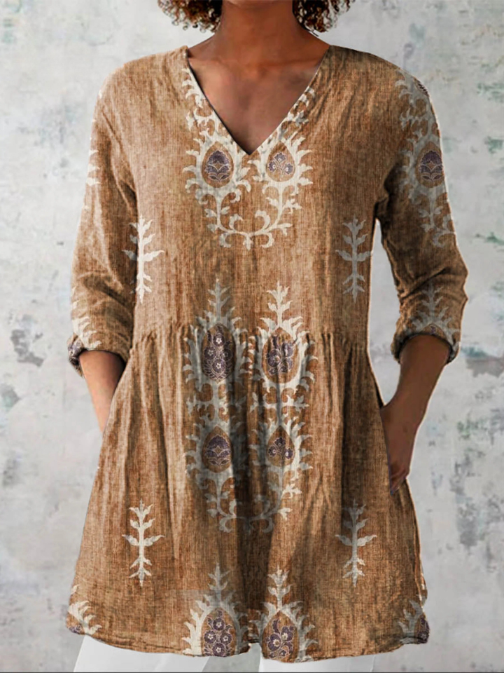 Elise | Women's Longline Relaxed Long Blouse with V-Neck