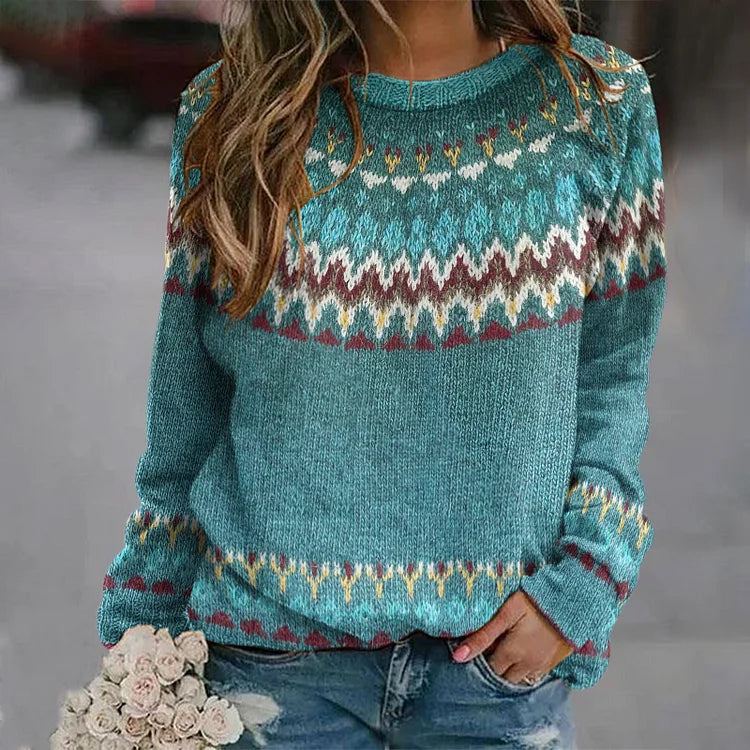 Peyton | Women's Comfortable Retro Wave Pattern Sweatshirt