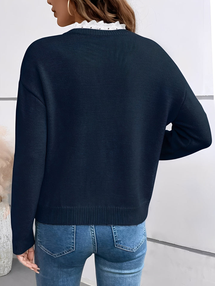Kaitlyssa | Women's V-Neck Sweater with Lace