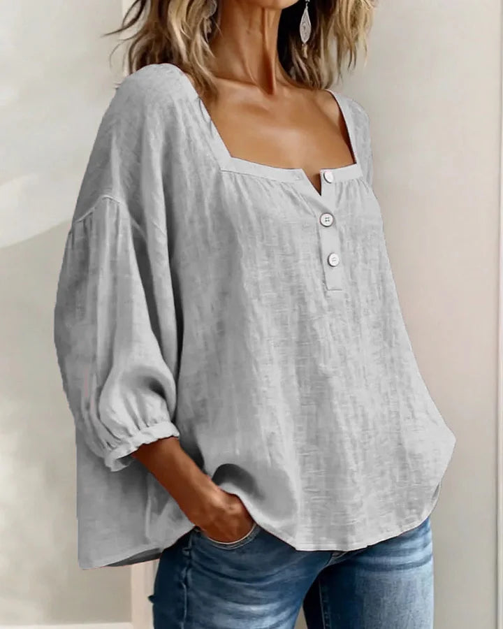 Susan | Flattering Square Neck Cotton Blouse