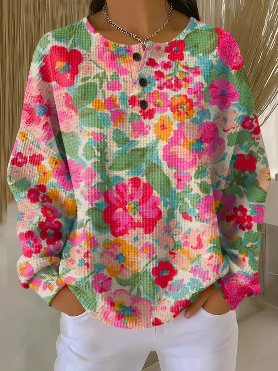 Maja | Women's Soft Jumper with Colourful Flowers