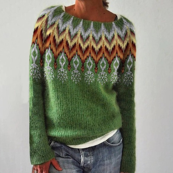 Silvia | Women's Relaxed Retro Jumper with Round Neck