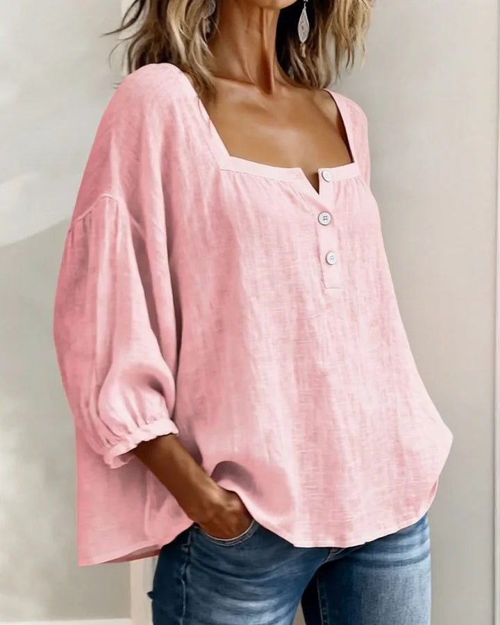 Susan | Flattering Square Neck Cotton Blouse