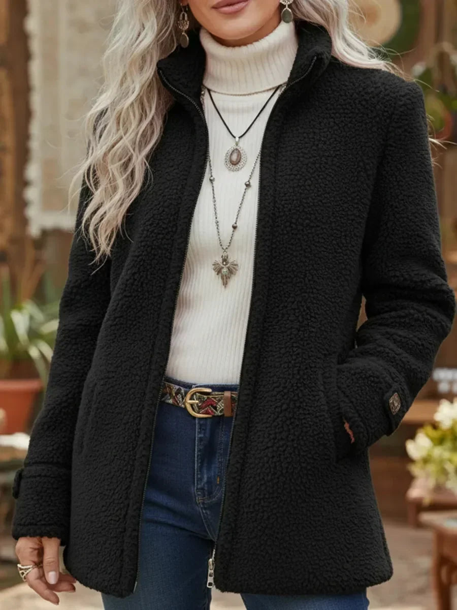 Chanelle | Women's Relaxed Stand Collar Jacket with Full-Zip in Luxurious Lambswool Feel