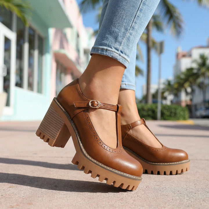 Clara | Chunky T-Strap Mary Jane Heels