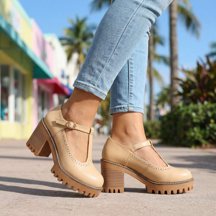 Clara | Chunky T-Strap Mary Jane Heels