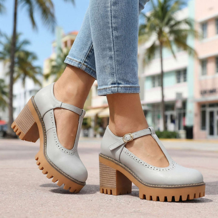 Clara | Chunky T-Strap Mary Jane Heels