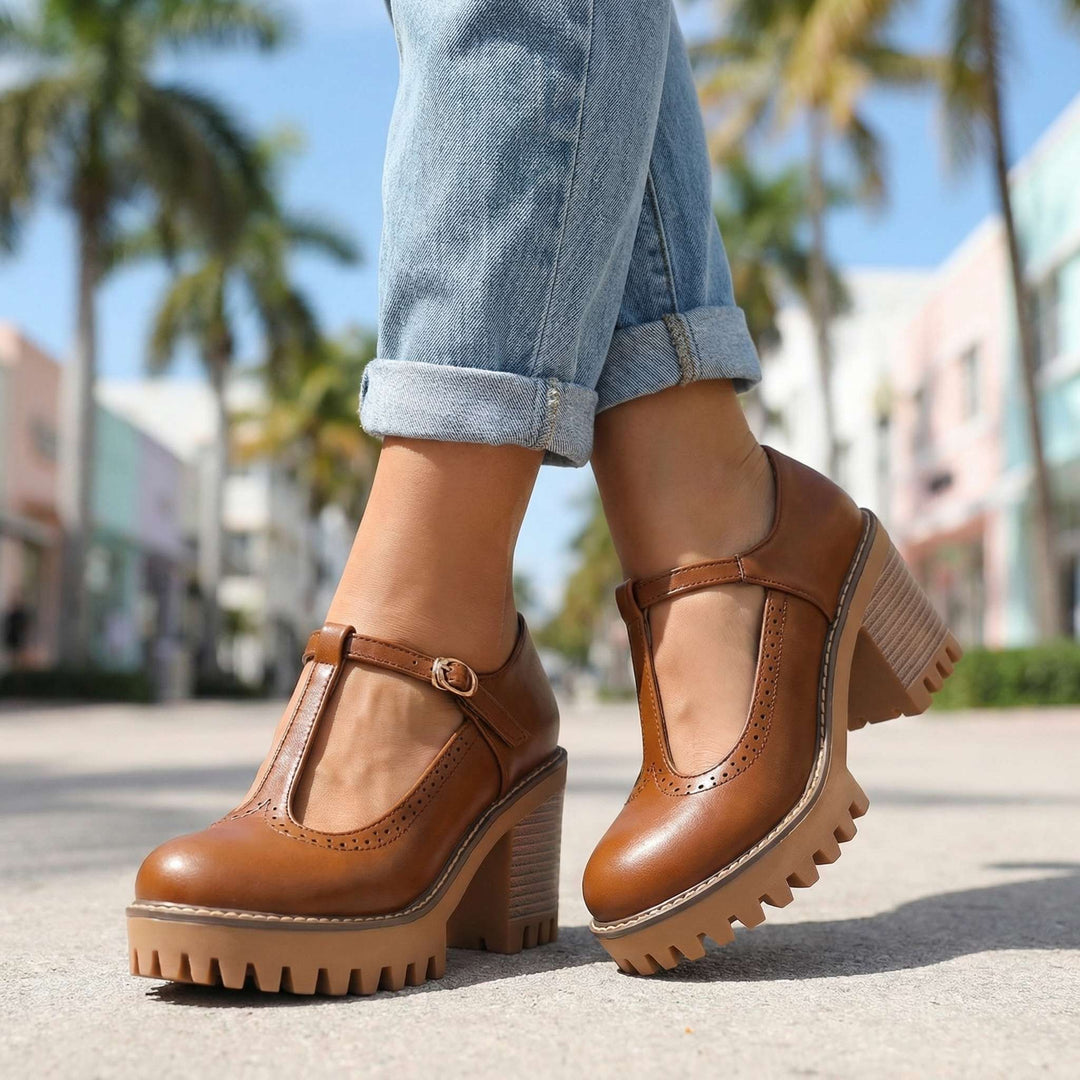 Clara | Chunky T-Strap Mary Jane Heels