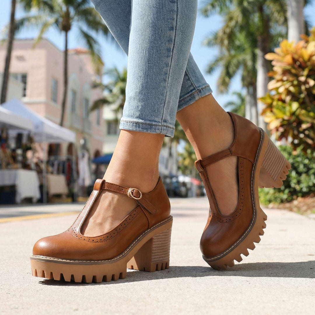 Clara | Chunky T-Strap Mary Jane Heels