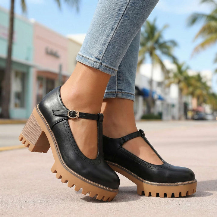 Clara | Chunky T-Strap Mary Jane Heels