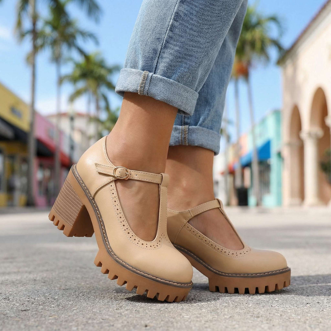 Clara | Chunky T-Strap Mary Jane Heels