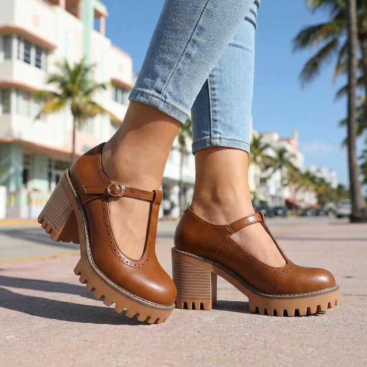 Clara | Chunky T-Strap Mary Jane Heels