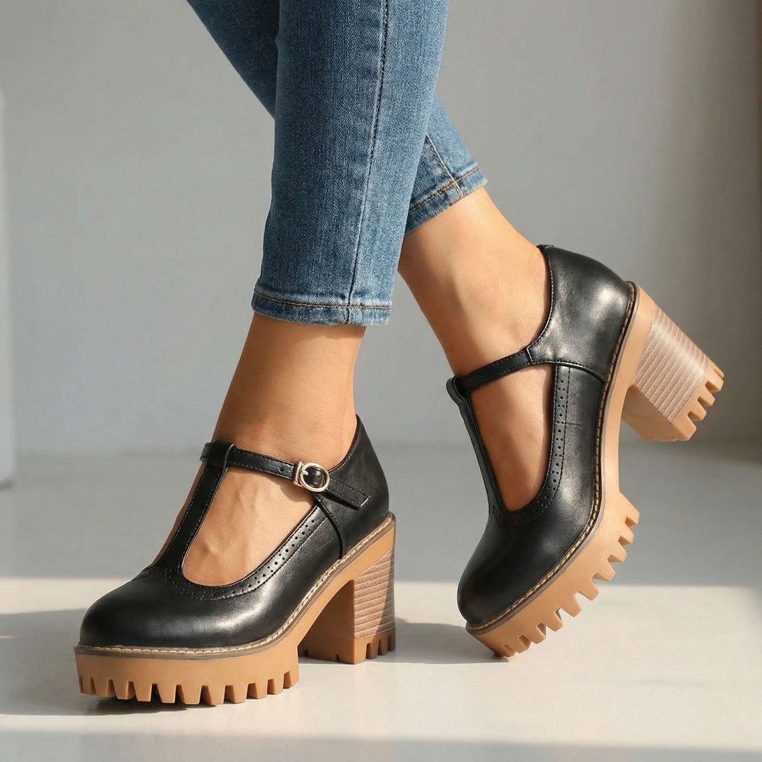 Clara | Chunky T-Strap Mary Jane Heels