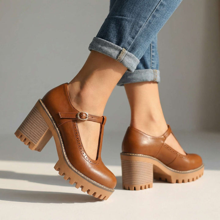 Clara | Chunky T-Strap Mary Jane Heels