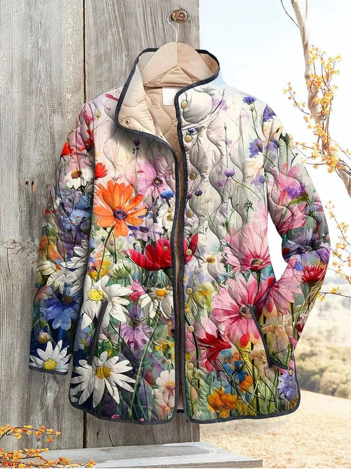 Alice | Casual Quilted Jacket with Floral Print