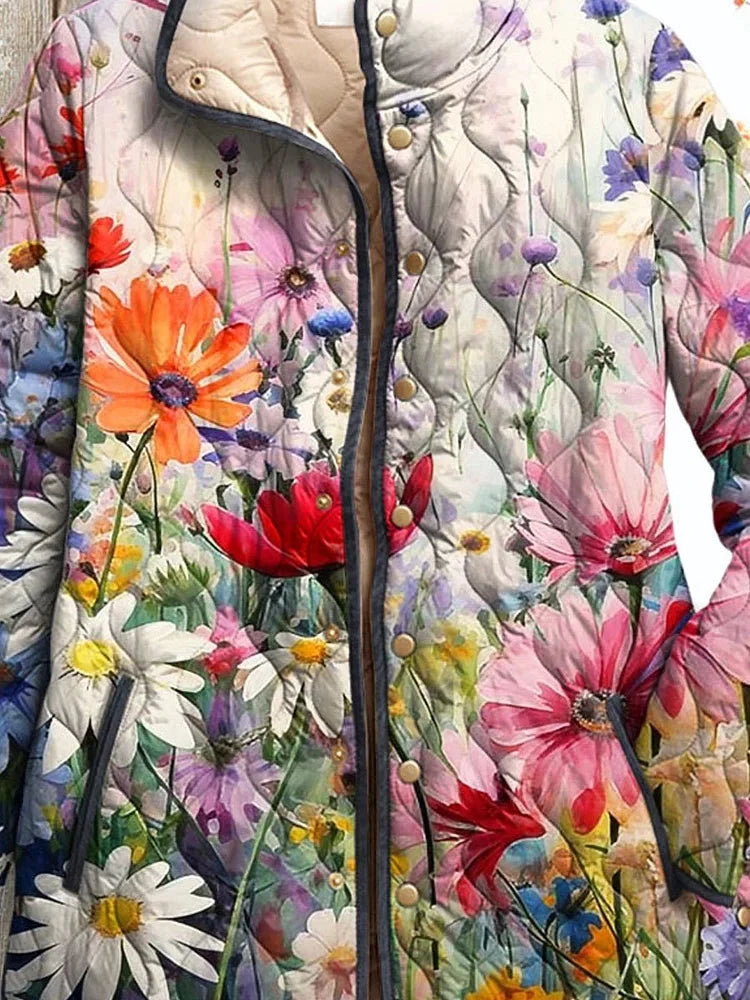 Alice | Casual Quilted Jacket with Floral Print