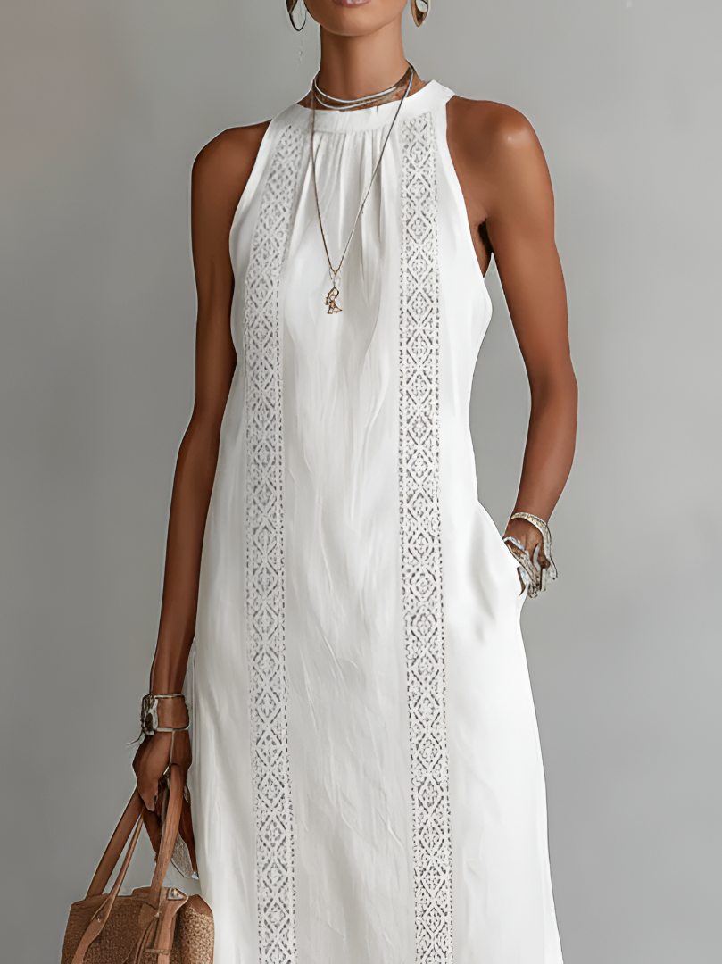 Jimena | Linen Dress with Mao Collar