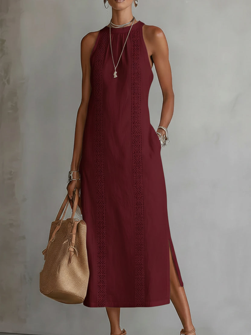 Jimena | Linen Dress with Mao Collar