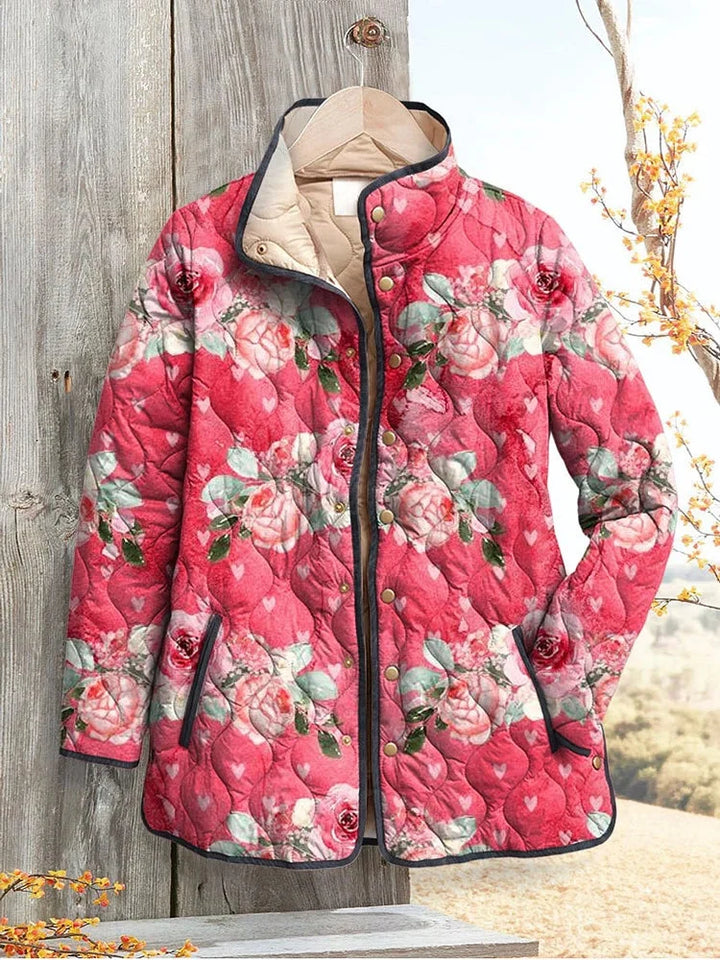 Penelope | Quilted Jacket with Pink Floral Print
