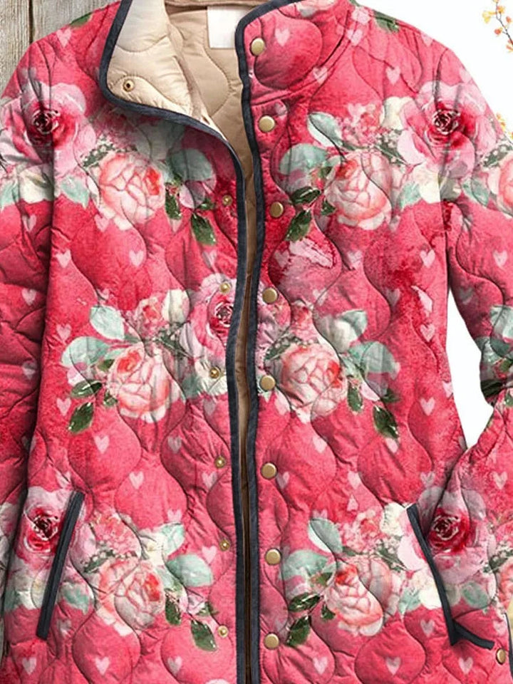 Penelope | Quilted Jacket with Pink Floral Print